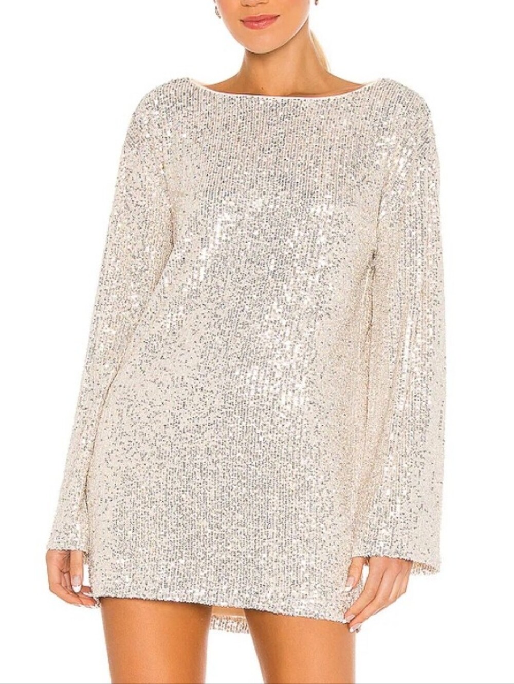 Lovers And Friends Coco Tunic Gold Sequined Long Sleeve Mini Dress